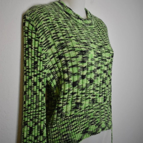 BLANK NYC Turtleneck Sweater Sz XS Balloon Sleeve Crop Neon Retro - Picture 7 of 16